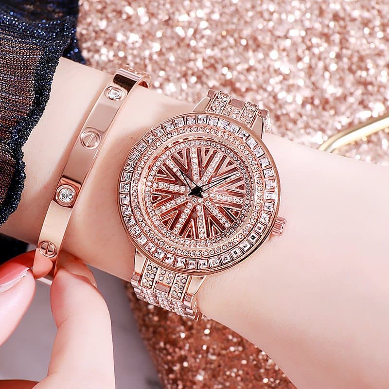 Tik Tok relógio de diamante completo quartzo senhoras relógio feminino criativo relógio de pulso senhoras moda moderna C