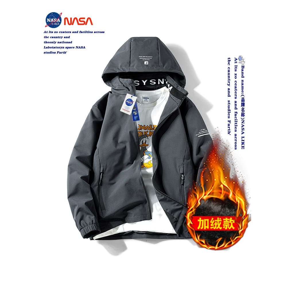 NASA Joint Jacket Masculino Primavera Outono 2025 Novo Estilo À Prova de Vento Forro de Lã Jaqueta Engrossada Jaqueta Ma