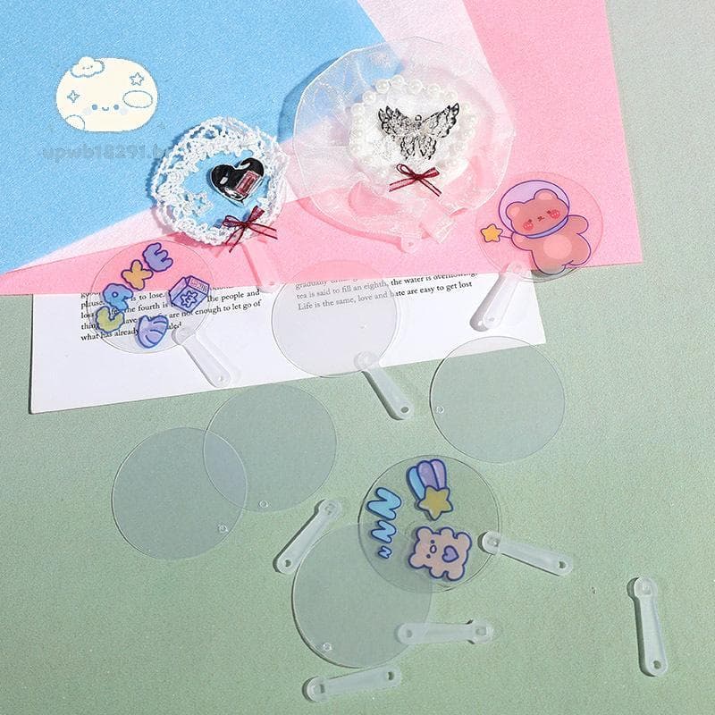 upwb 50 Peças 5cm Mini Ventiladores Transparentes Em Branco Para Crianças Criação De Arte DIY Suprimentos Personalizados