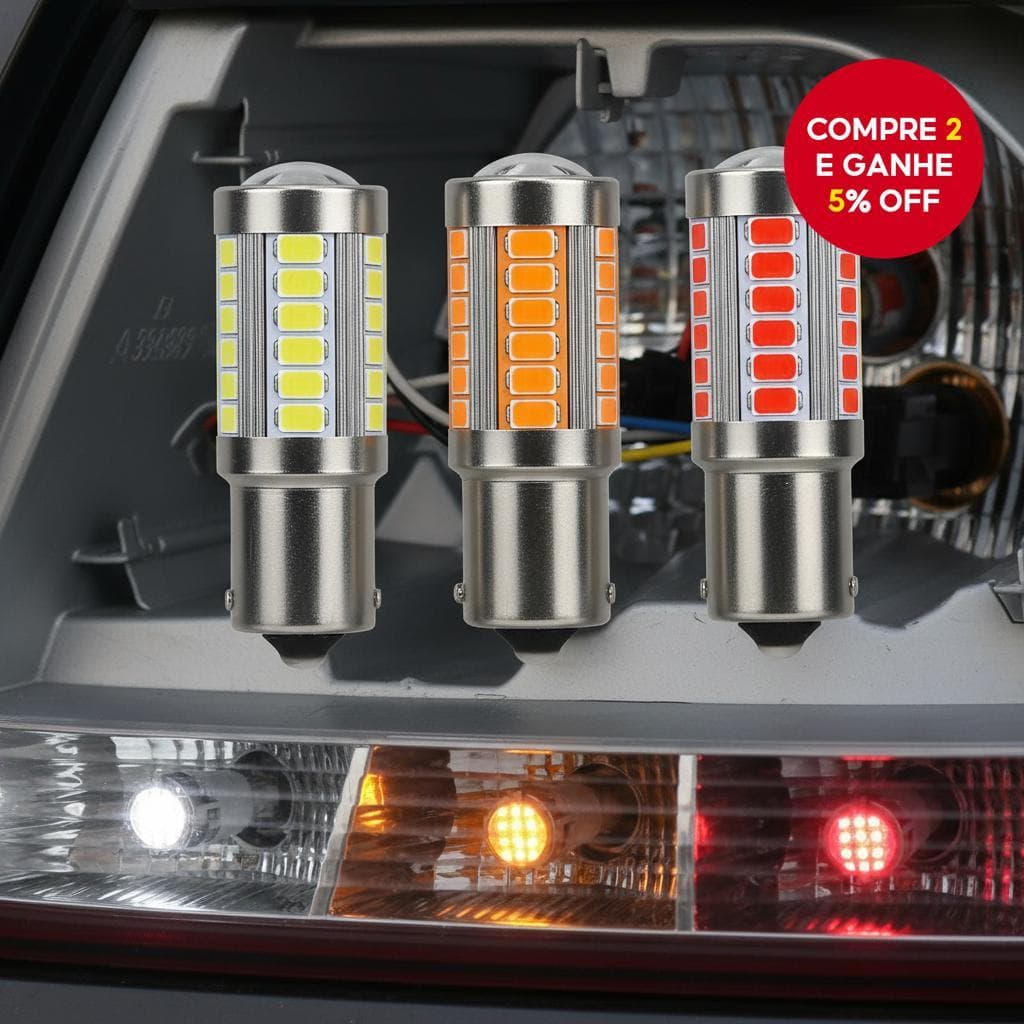 1 Peça Lâmpada LED para Carro PY21W P21/5W 1156 Ba15s 1157 Bay15d para Seta, Freio, Ré e Luzes de Estacionamento 12V