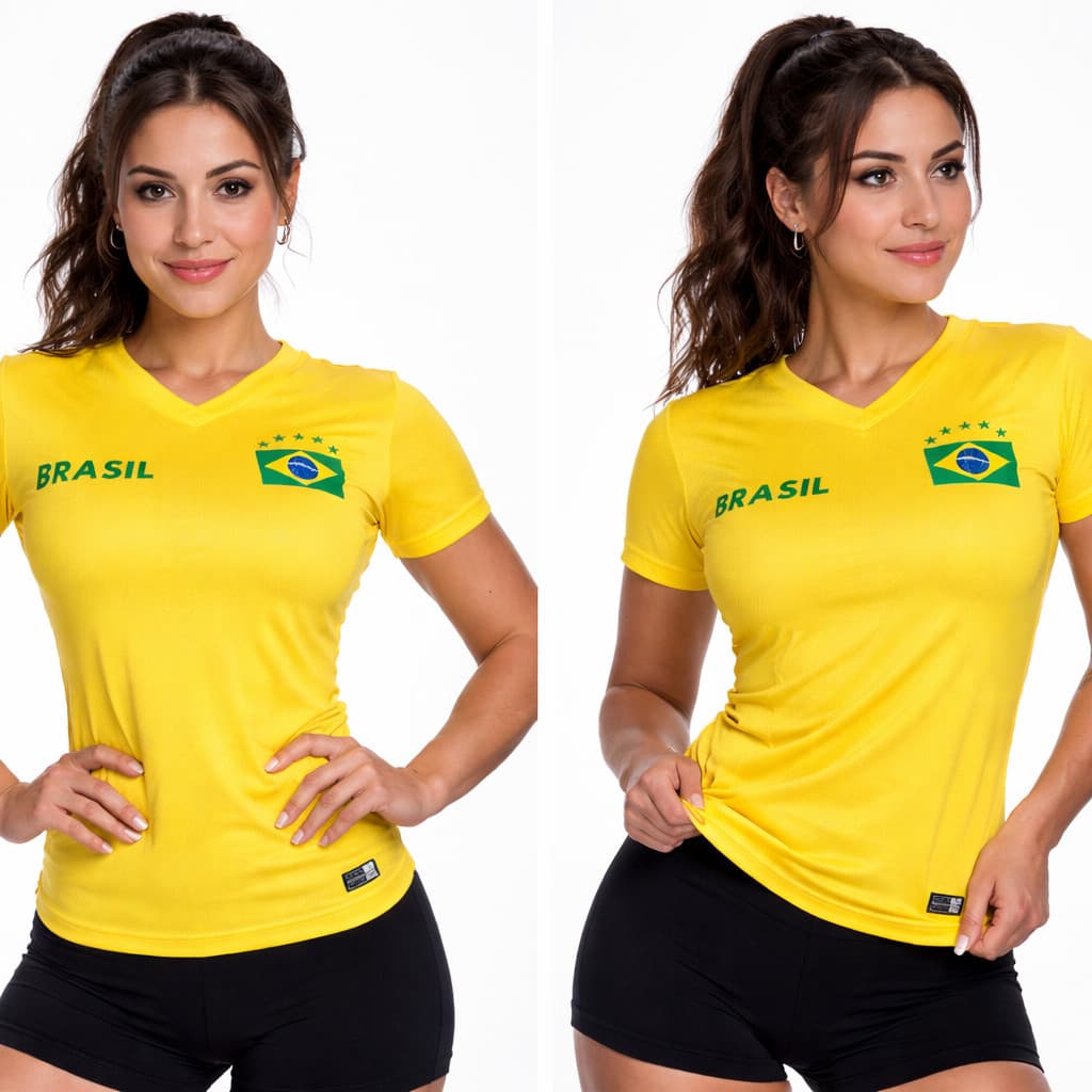 Camiseta Brasil Feminina Copa 2026 Torcida Amarela Futebol Dry Fit Babylook Verde Amarela TOPCHARME