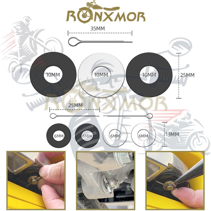 RONXMOR 1 Conjunto De Amortecedor De Motocicleta De Aço Inoxidável , Borracha , Redução De Ruído , Almofada Amortecedora