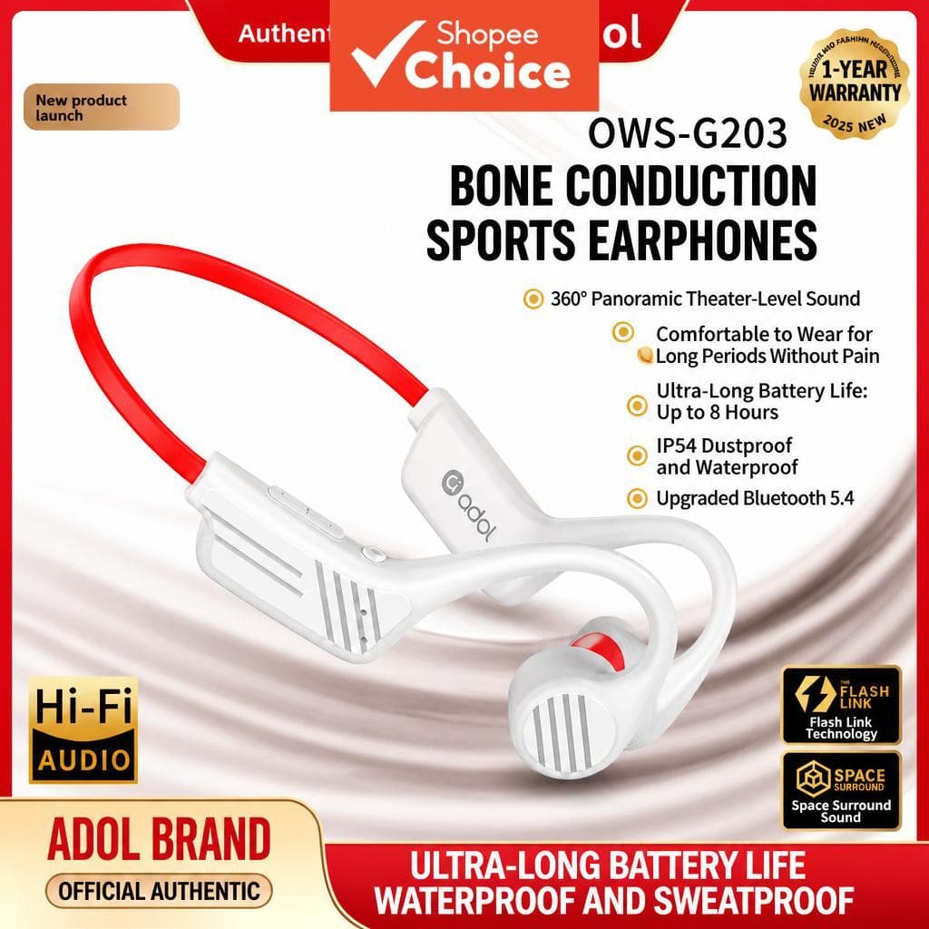 Adol G203 Fones De Ouvido Condução Óssea Verdadeira Bluetooth À Prova De Suor Esportes Correndo Alta Qualidade Som Longa