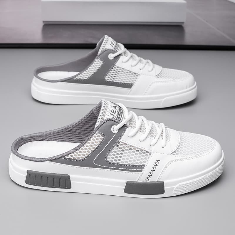 Chinelos de tamanho grande 45 sapatos masculinos 46 verão meia chinelos 47 sandálias malha respirável sapatos casuais ch