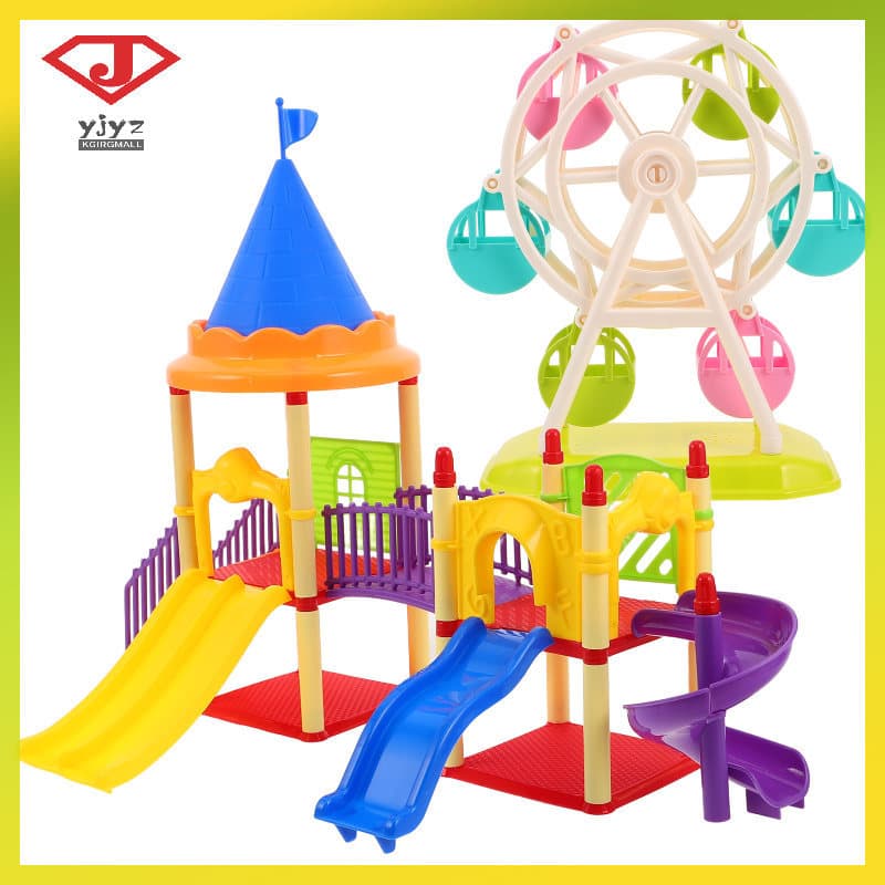 Casa De Bonecas Parque De Diversões Slide Brinquedo Bebê Roda Gigante Yujingyouzhang