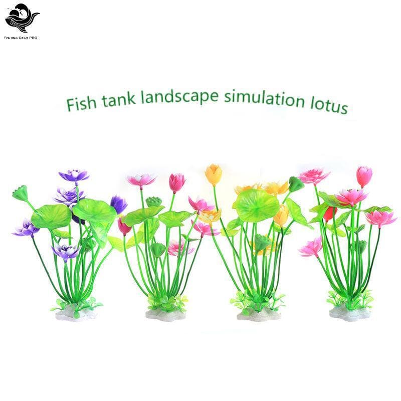 PFG Aquário Artificial Plantas De Lótus Decoração Tanque De Peixes Paisagismo Água Grama Ornamentos Aquático Simulado Fl
