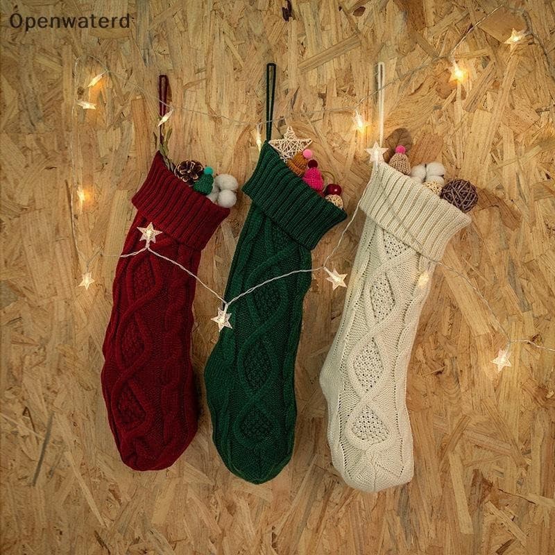 Openwaterd Grande 46CM De Lã Tricotada Decoração De Parede Para Casa Saco De Doces Presente Meias Penduradas De Natal BR