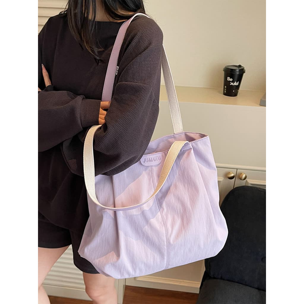 Bolsa de lona feminina grande capacidade 2026 novo estilo verão All-Match simples saco de compras de um ombro estudantes