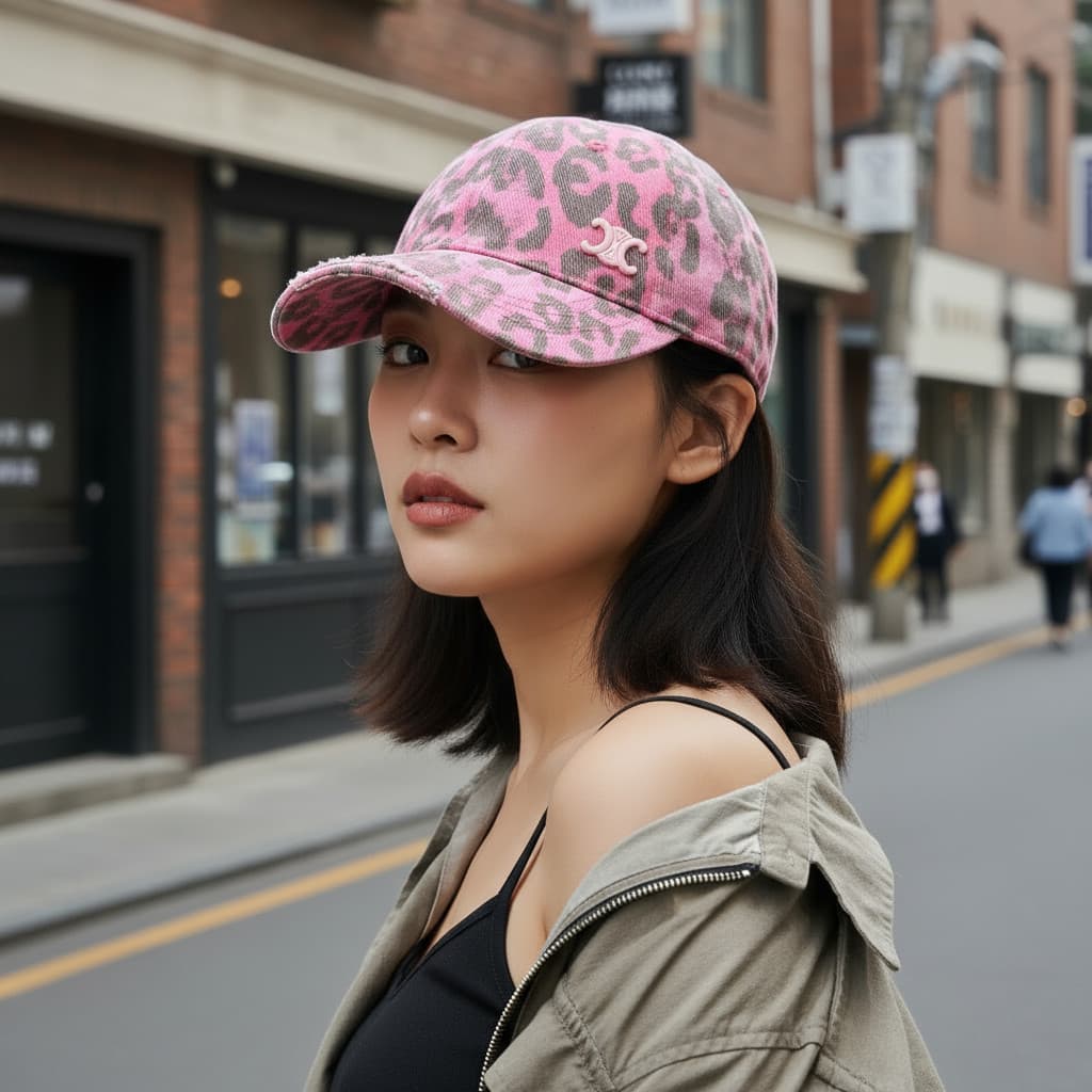 Moda rosa leopardo impressão chapéu de pico feminino outono inverno 2025 novo estilo versão coreana estilo japonês peque