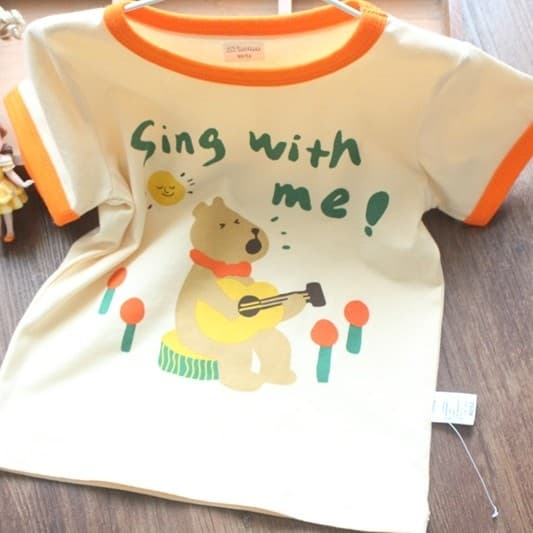 Meninas de manga curta camiseta verão novo estilo médio pequeno crianças bebê Casual estilo ocidental urso roupas infant