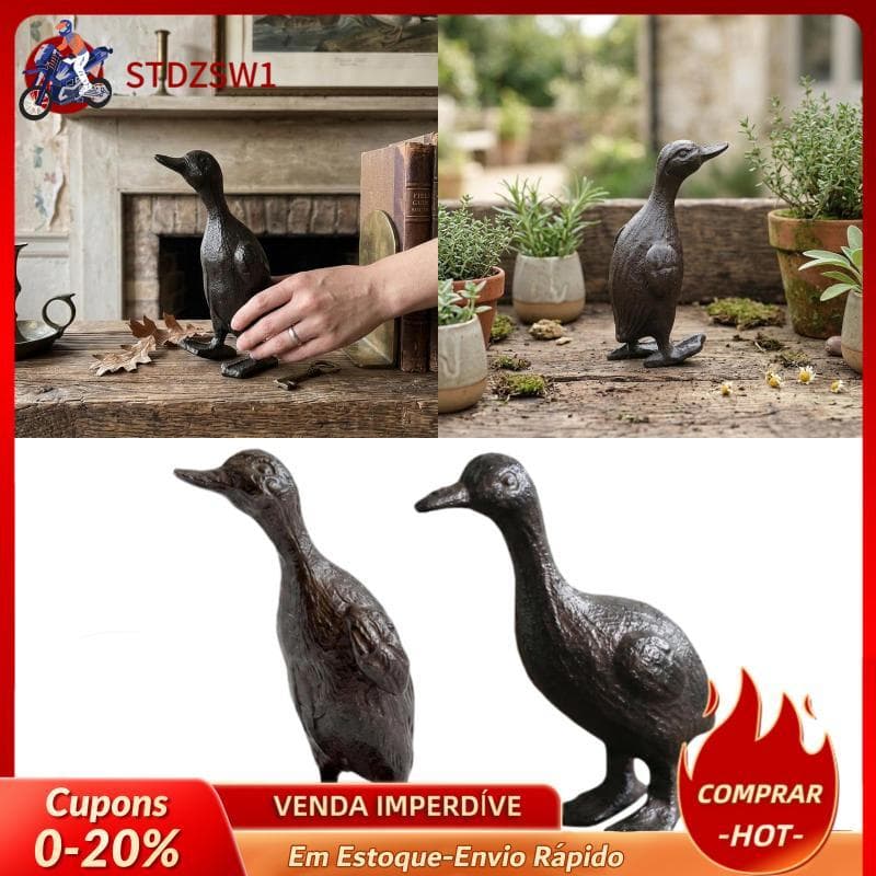 [stdzsw1] Estátua De Pato Resistente , Figura De Ferro Vintage , Ornamento De Decoração De Casa Para Interiores Decorati