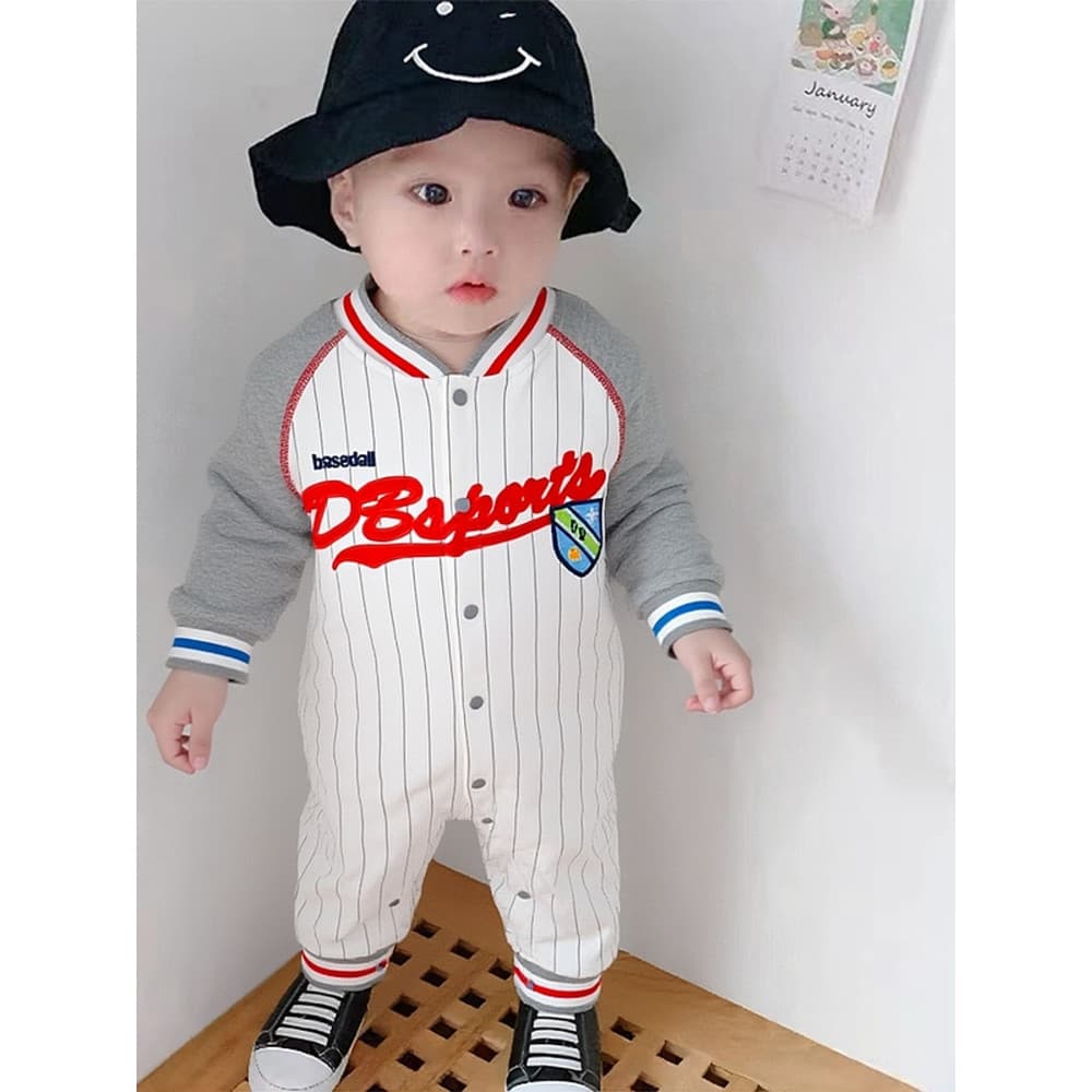 Início do outono roupas de bebê primavera outono bonito moda esportes macacão beisebol menino bebê pequeno mês idade est