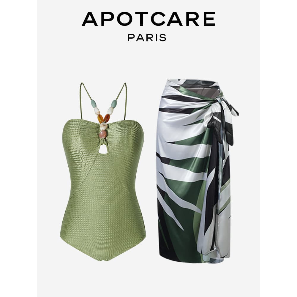 Maiô feminino francês APOTCARE 2025 novo estilo capa barriga mais fina Look maiô de alta qualidade maiô de uma peça