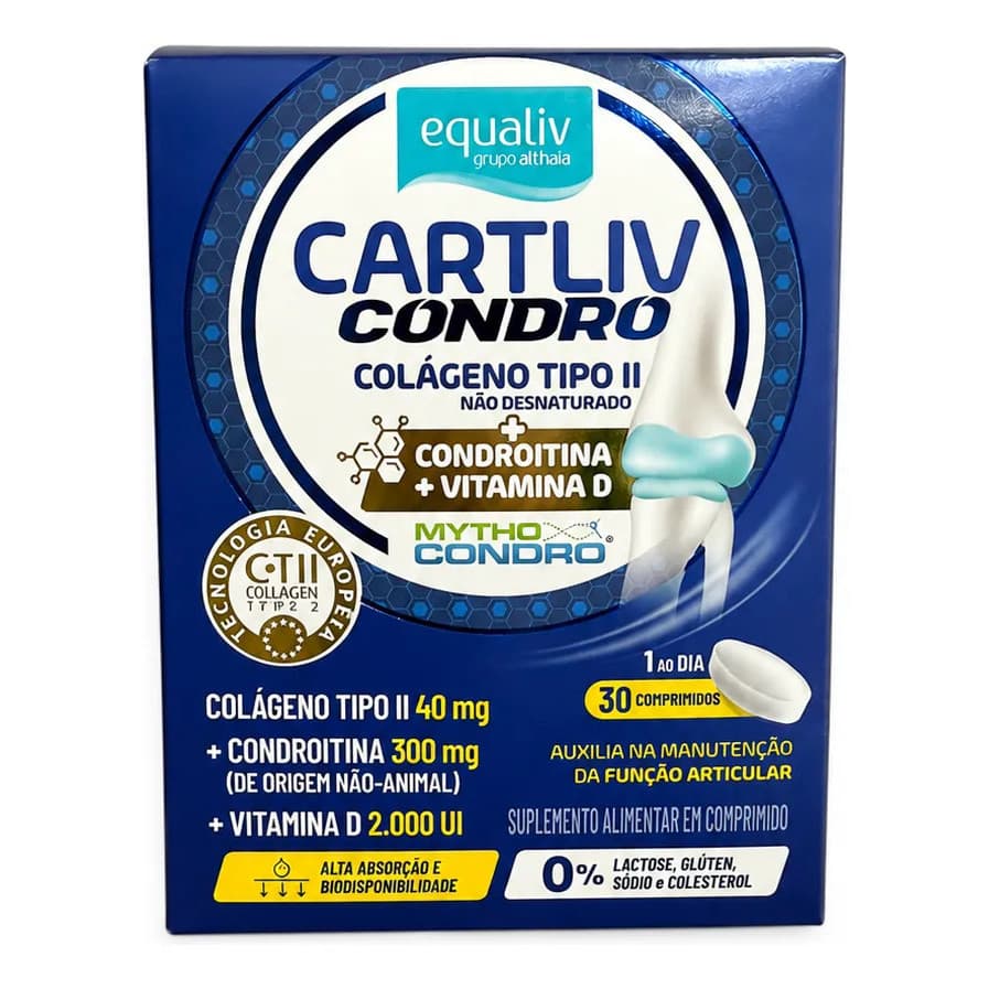 Equaliv Cartliv Condro Colágeno Tipo 2 - 30 Caps Sem Sabor Sem Sabor