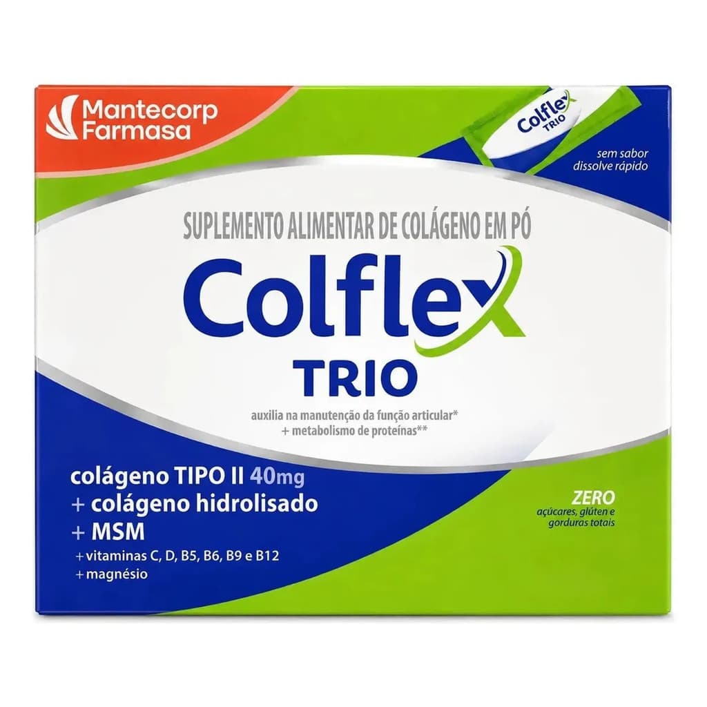 Colflex Mantecorp Trio Com Msm Colágeno Sem Sabor 30 Saches