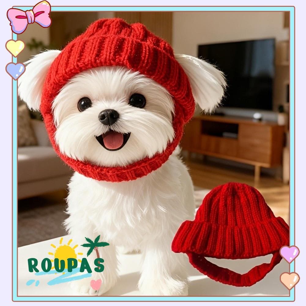 Chapéu De Malha Para Animais De Estimação ROUPAS , Protetores De Orelha De Cachorro Fofos E Aconchegantes , Arnês Expost