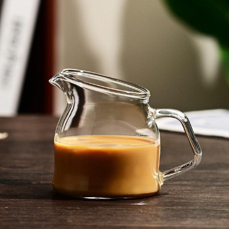 Copo de leite pequeno de vidro de borosilicato alto transparente resistente a altas temperaturas lata de leite com alça