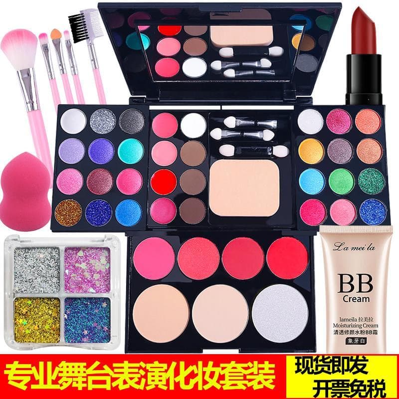 Sombra genuína 39 cores paleta de sombra perolada crianças palco maquiagem paleta iniciante conjunto cosméticos com Blus