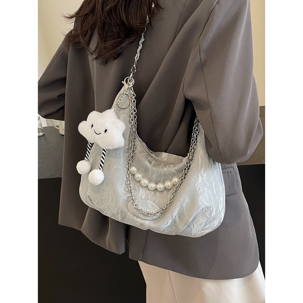Bolsa bolsa feminina Bolsa de sensação solta feminina 2024 nicho Design Casual superfície macia High-End bolinho saco co