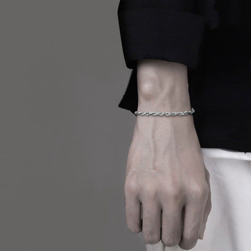 pulseira pulseira masculina Torção corrente pulseira masculina titânio aço não-desbotamento corda de cânhamo pulseira fi