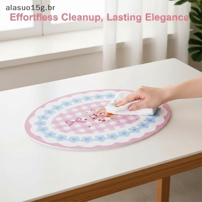 Jogo Americano Oval De Couro PU Resistente Ao Calor De 1 Unidade Para Mesas Artísticas De Sala De Jantar