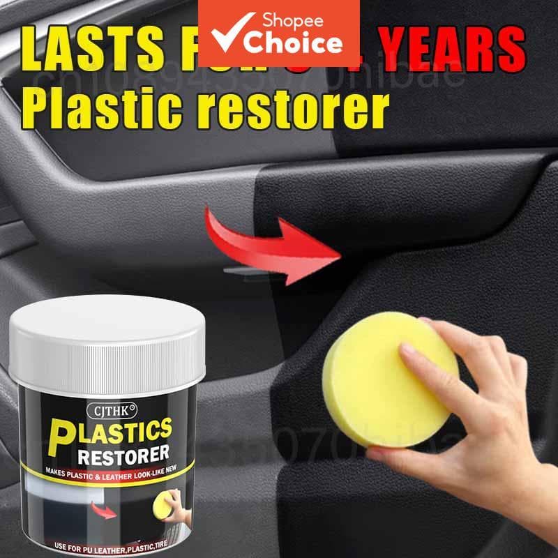 Restaurador de Plástico de Carro - Preto Brilhante - Creme de Reparo de Couro