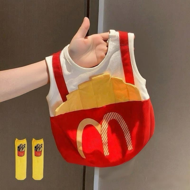 McDonald's Fries Strap Vest Outfit Para Cães Pequenos Gatos Pomeranian Schnauzer Bichon Filhote De Cachorro Roupas Fofas