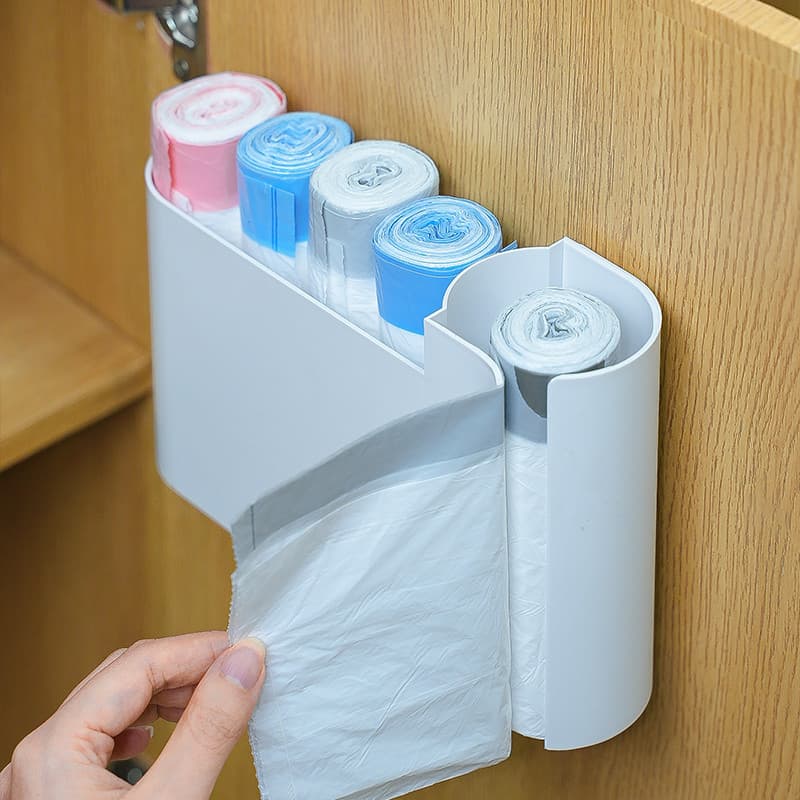 Saco de lixo rack de armazenamento armário de cozinha doméstico fixado na parede sem perfuração grande capacidade saco d