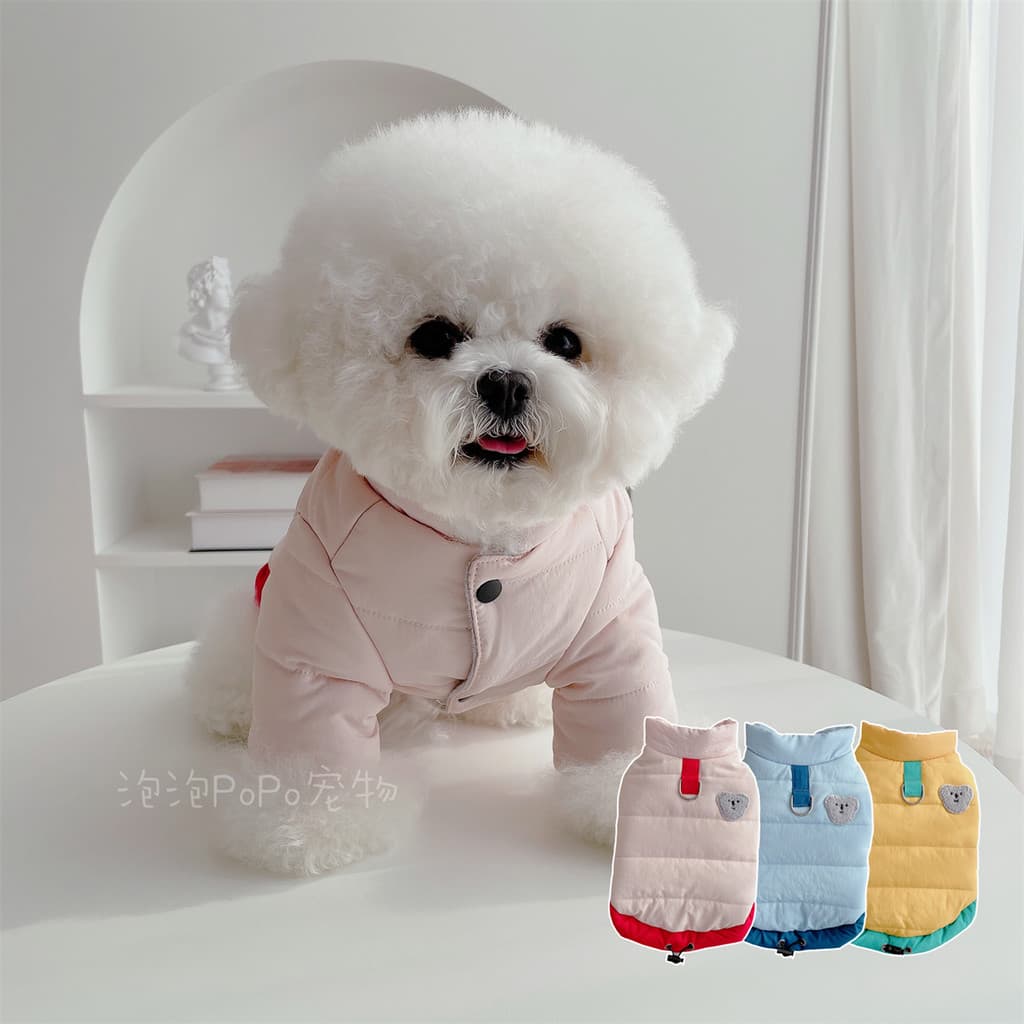Jaqueta acolchoada para cachorro, jaqueta acolchoada travável para gato, forro de lã, outono inverno, roupas quentes par