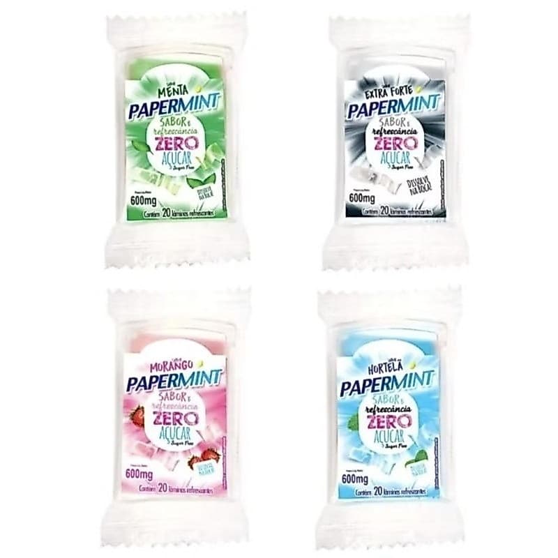 KIT 12 OU 24 Unidades Papermint Laminas Refrescantes (20 lâminas cada blister)