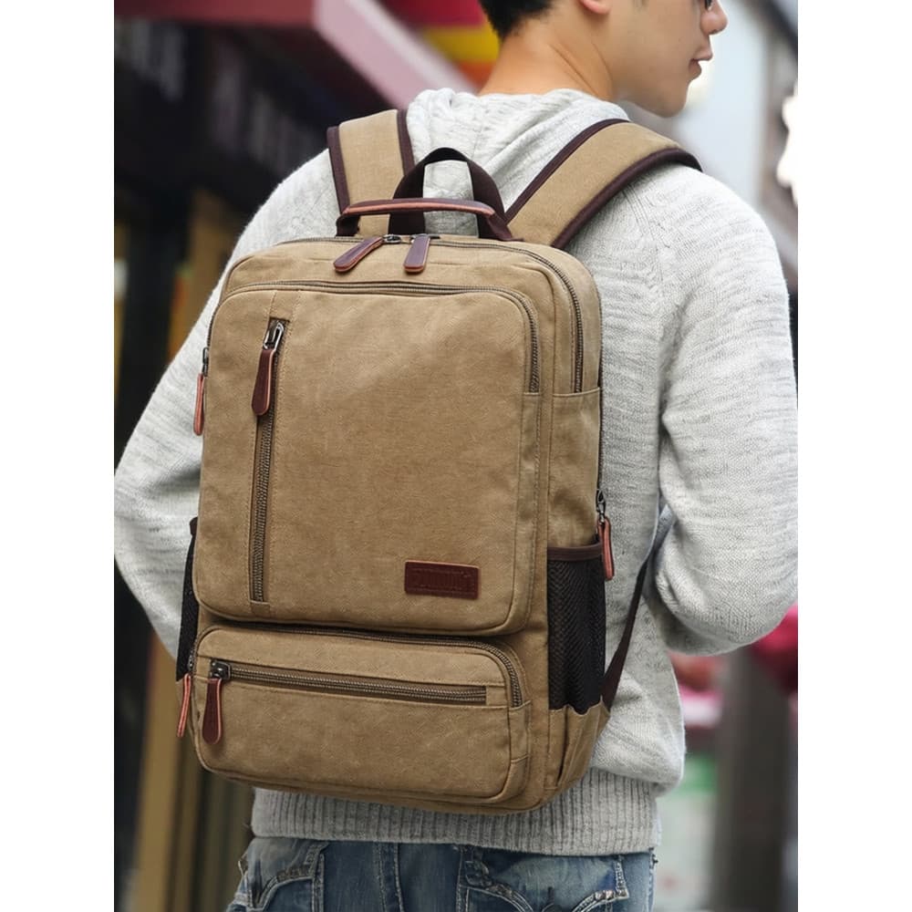 Mochila de lona masculina passeio mochila de viagem dos homens grande capacidade estudante mochila Casual ao ar livre sa