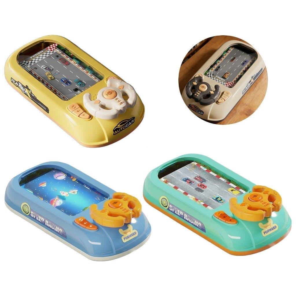 Volante Infantil Simula Condução Educacional, Brinquedo Elétrico, Console de Jogo de Mesa, Corrida Dodge e Aventura