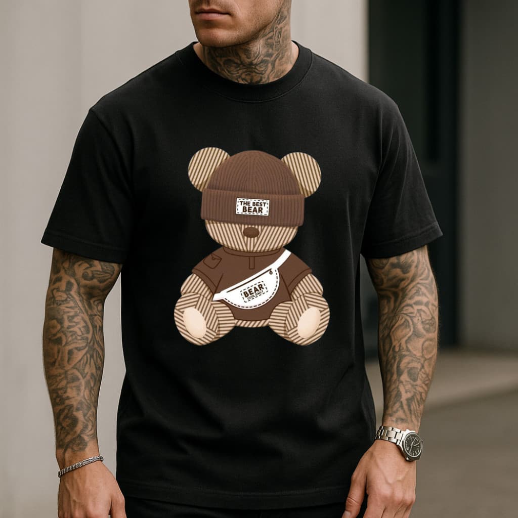 Camiset Urso Estampa Urso Toquinha Camisa Masculina Unissex Malha Algodão Femenina