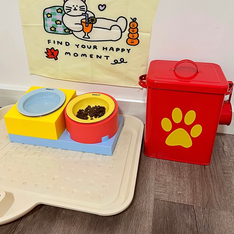 Tigela para animais de estimação, suporte para tigela em blocos de montar, tigela de comida personalizada para gatos e c