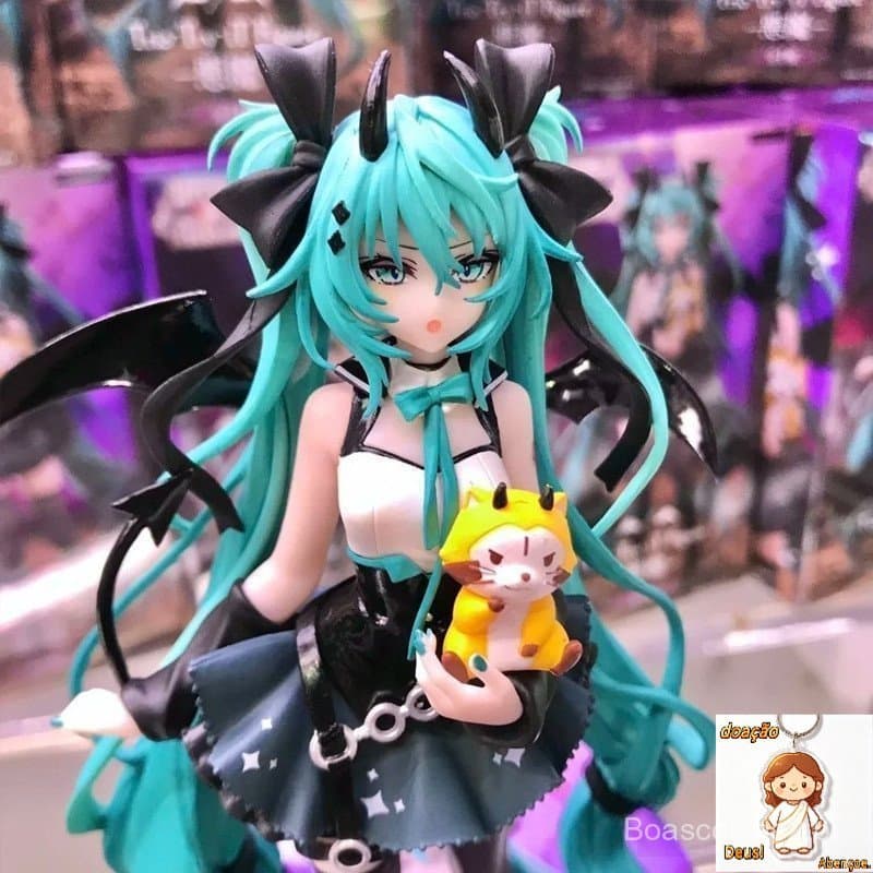 20cm Personagem Pequeno Diabo Hatsune Miku Guaxinim Anjo Escuro Caso Anime Figura De Ação Decoração Item Modelos Colecio