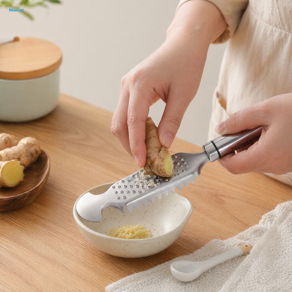{ Newcat } Ferramenta De Limpeza De Frutos Do Mar , Raspador De Peixe Em Aço Inoxidável 304 E Ralador De Alho , Design D