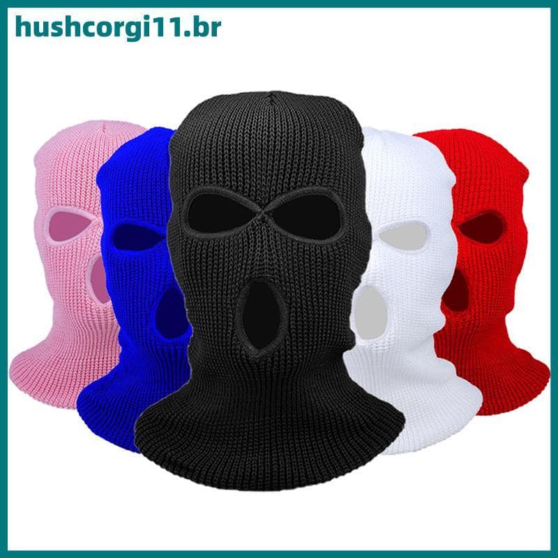 Máscara De Esqui De Malha Com 3 Furos HUSH , Facial Completa Quente De Inverno BR