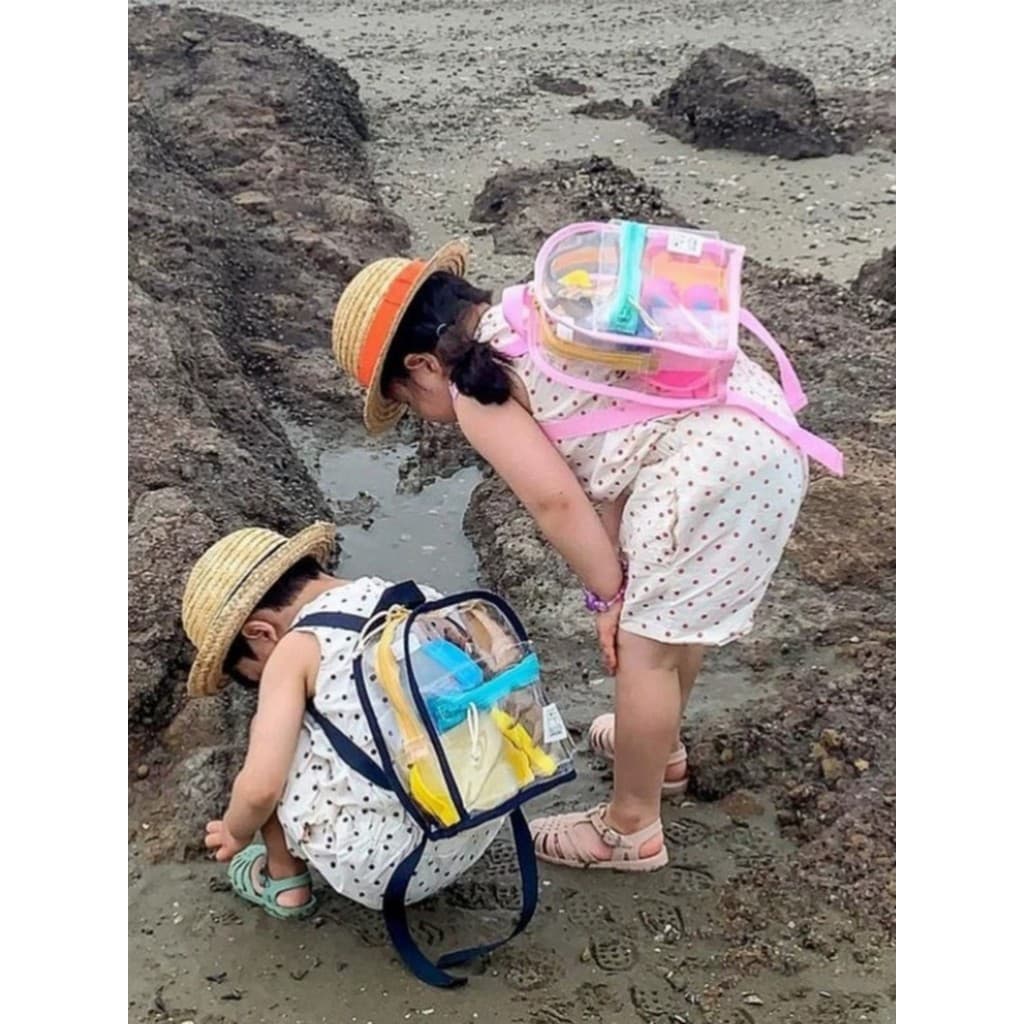 Versão coreana crianças Casual simples saco de PVC meninas mochila transparente geléia mochila mãe verão saco de praia
