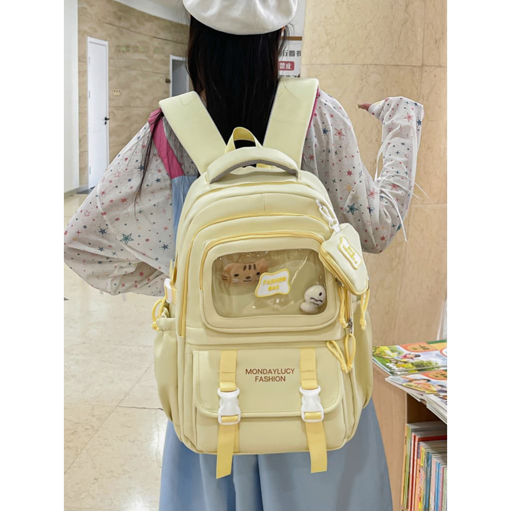 Mochila escolar júnior meninas do ensino médio simples grande capacidade mochila do ensino médio saco de dor All-Match e