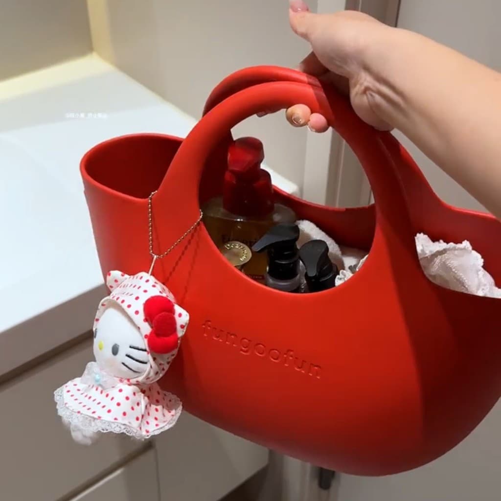Cesta de banho de Silicone vermelho bolso de banho saco de natação à prova dwaterproof água cesta de banho cesta de lava