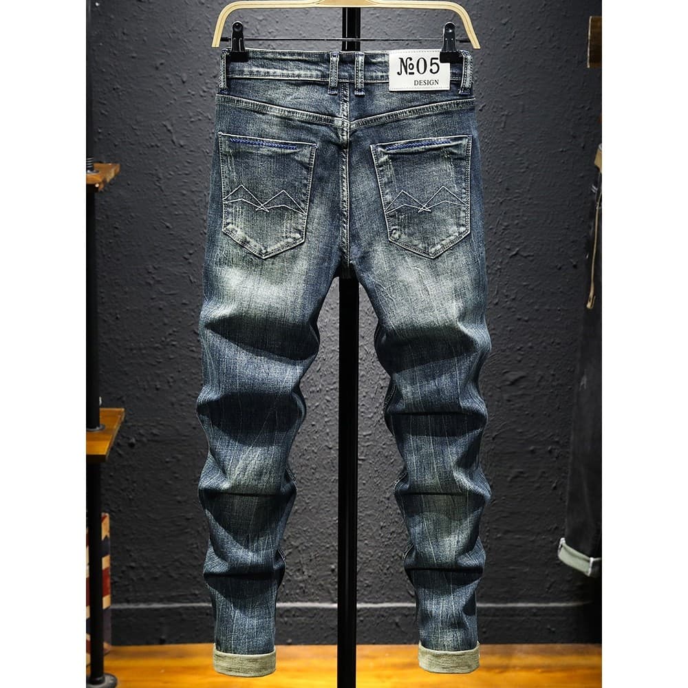 2026 novo estilo High-End calças de brim masculinas primavera outono Street Wear fino-ajuste pés pequenos estiramento ca