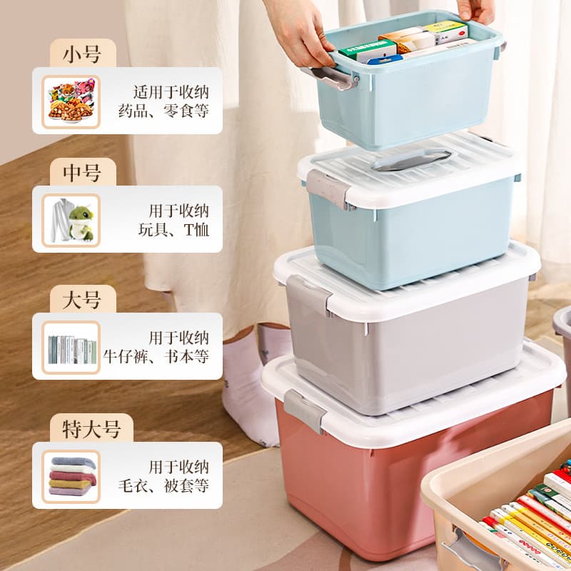 Caixa de armazenamento de plástico para casa com lanches portáteis pequena caixa de armazenamento PP Desktop Anti-poeira