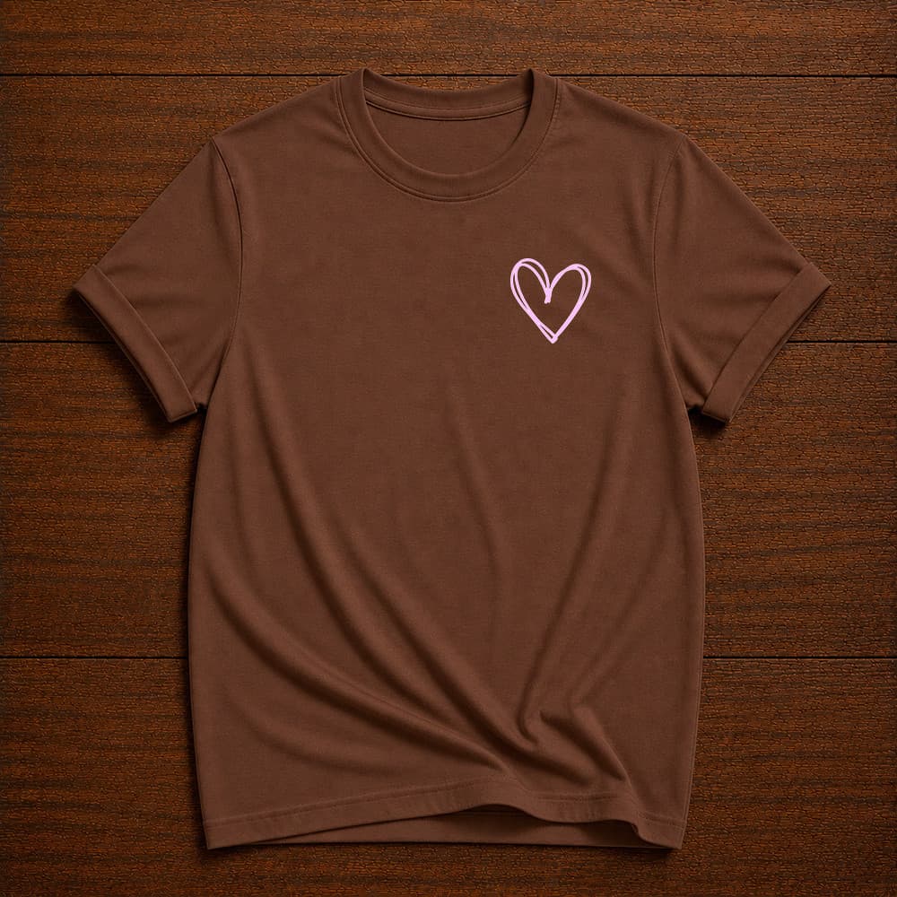 Camiseta Feminina Minimalista Coração Camisa Básica Casual Algodão Qualidade Premium