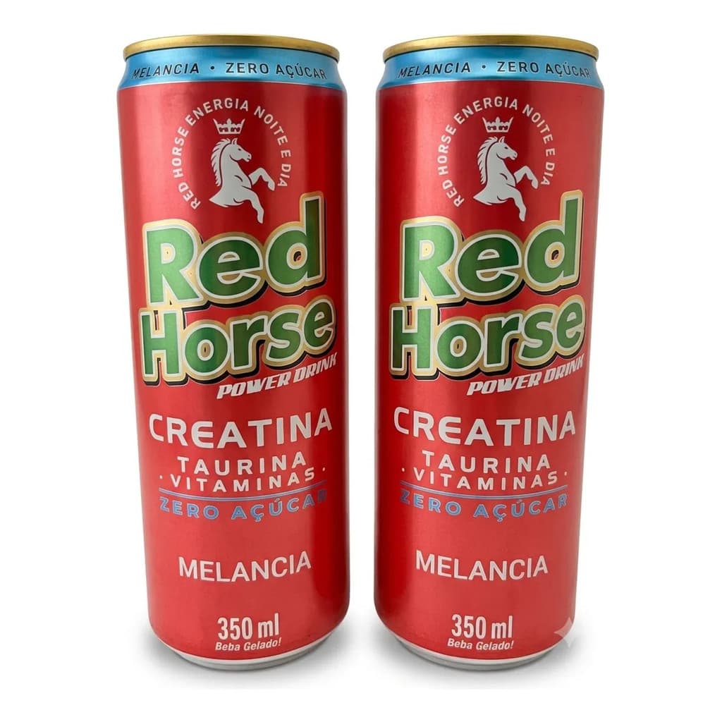 Kit 2 Energéticos Red Horse Melancia Zero Açucar Creatina + BCAA + Vitaminas 350ml