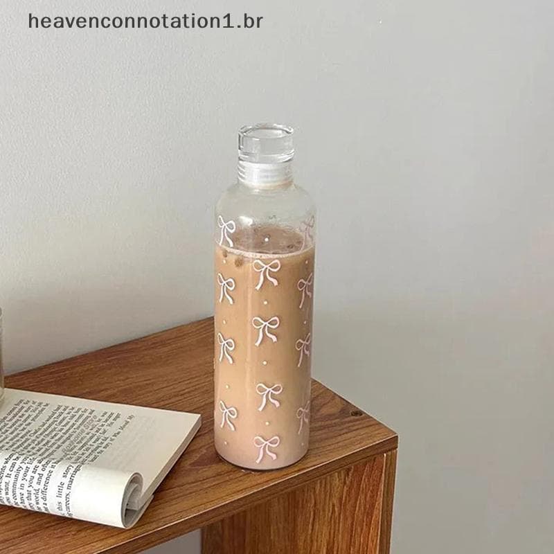 heav 500ML Kawaii Arco Garrafa De Água De Plástico Com Escala De Tempo Copo Transparente Esportes Ao Ar Livre Escola Pot