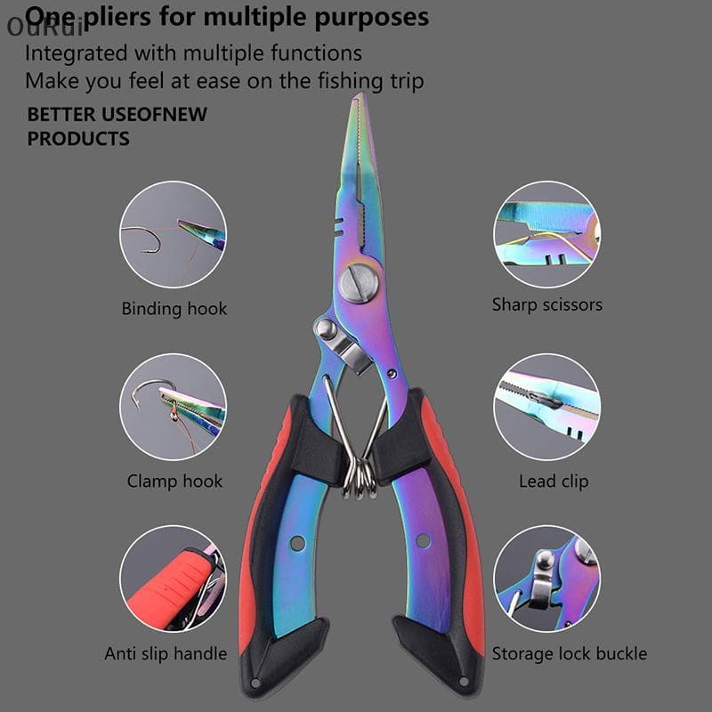 [B & C] 1Pc Alicate De Pesca Multifuncional Antiderrapante Cortador De Linha De Aço Inoxidável Ganchos Amarrados Abridor