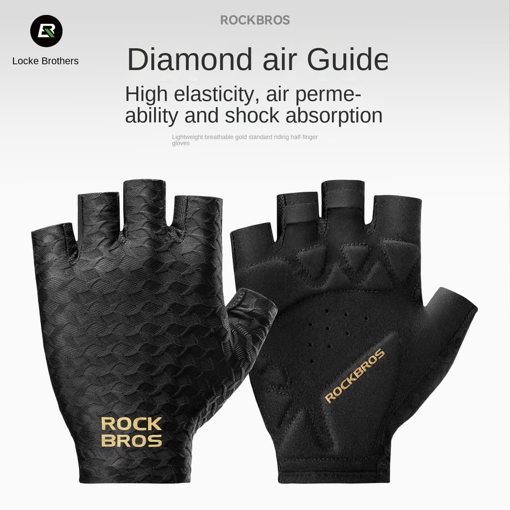 Rock irmãos luvas de ciclismo meio dedo estrada Mountain Bike esportes absorção choque respirável dedo curto das mulhere