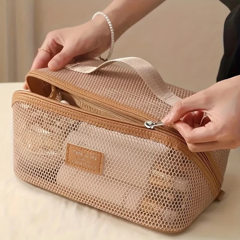 Bolsa de Maquiagem Portátil de Grande Capacidade - Bolsa Organizadora de Viagem Transparente H3IA ULND
