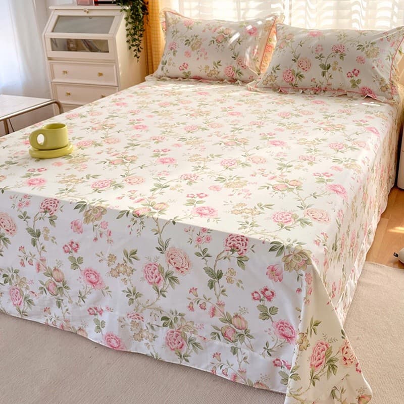 Folha de algodão puro Floral peça única 100 algodão Kang único 1.5 m dormitório fronha única 2 conjunto de três peças du