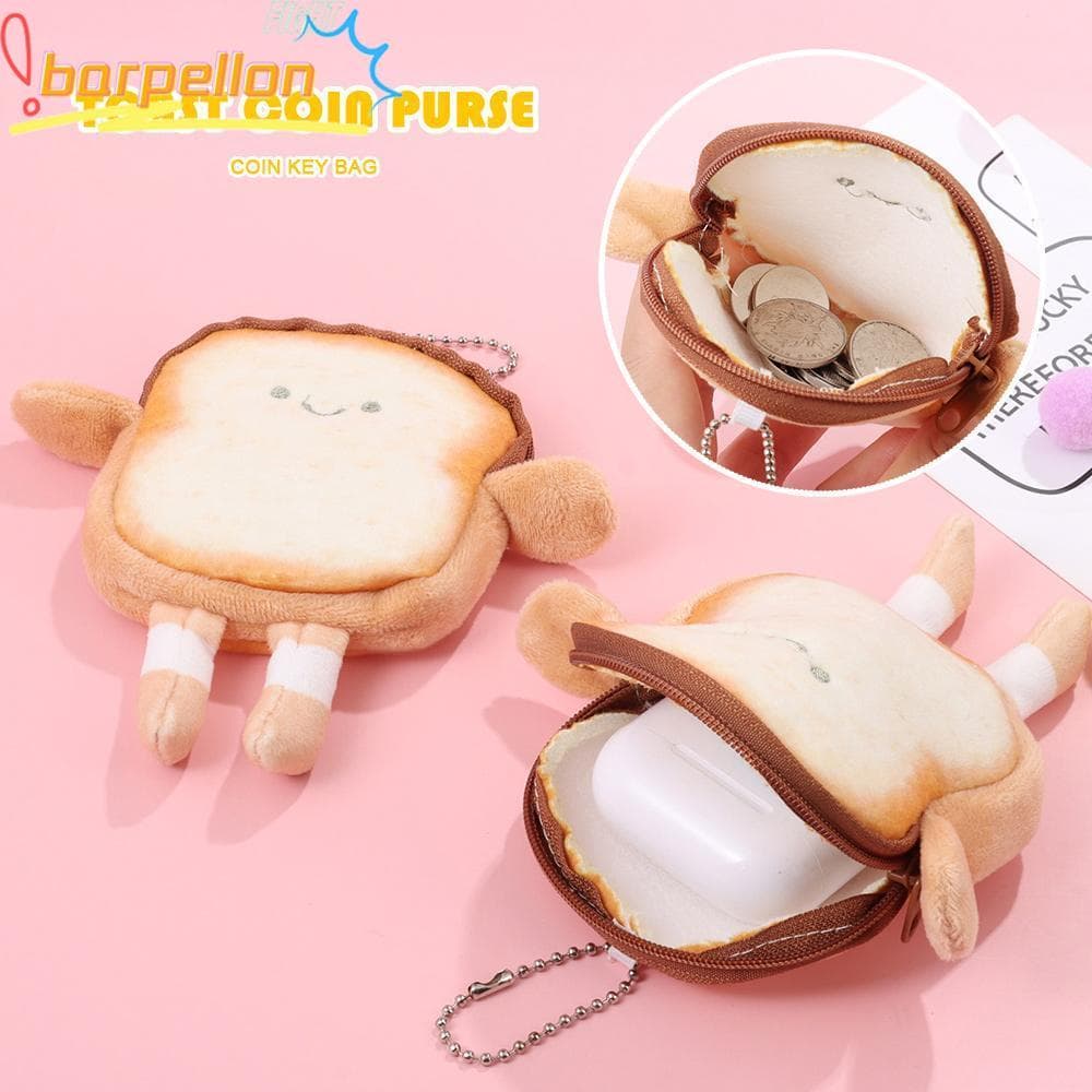 Bolsa De Moedas Torrada BARPELLON , Portátil Para Fone De Ouvido De Pão Leve Chave De Moeda De Desenho Animado Menina